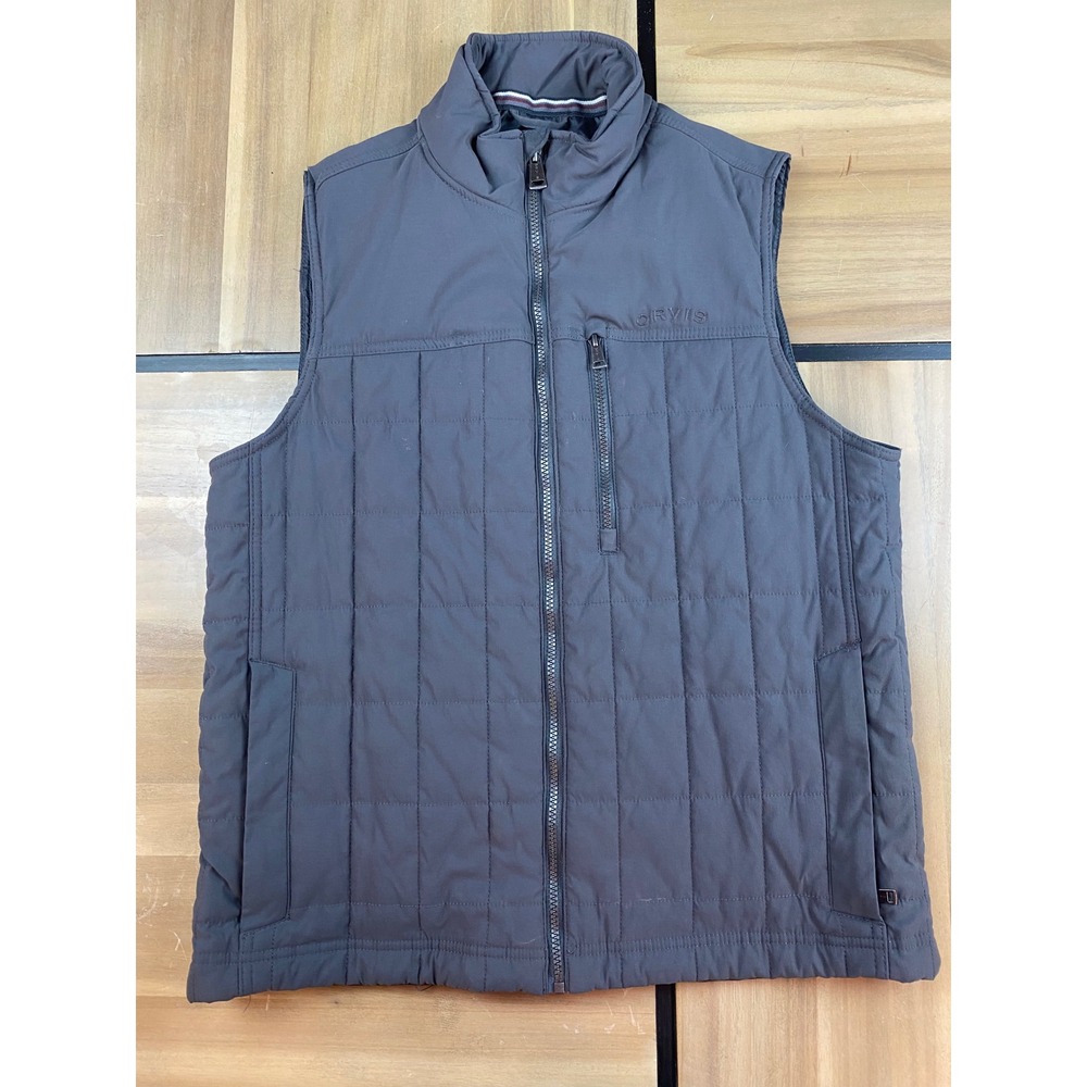 Orvis Mens Classic Collection Quilted Full Zip Vest Gray Medium Stretch Puffer‎
